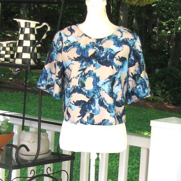 NWT Ripley Radar Los Angeles pullover cropped top shirt blouse Size 4 polyester - Picture 2 of 6